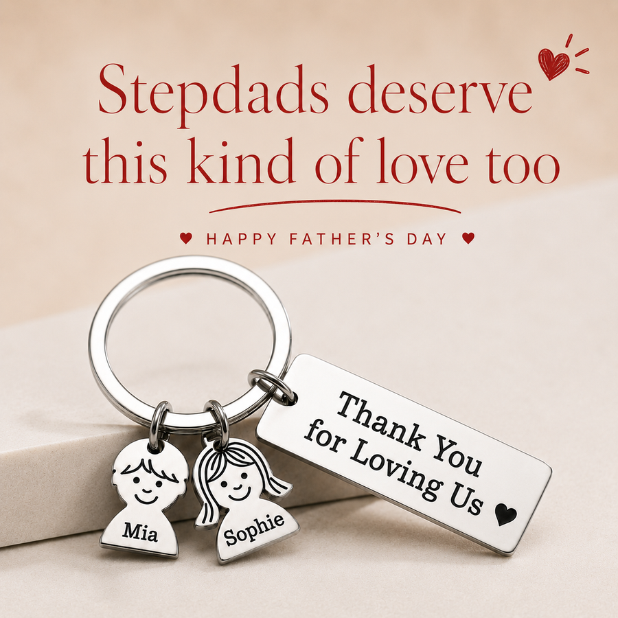 Custom Name Keychain Gift -Gift for Stepdad, Dad