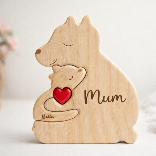 Custom Family Names Handmade Wooden Bear Puzzle - Permagift