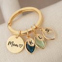 Custom Initials & Birthstone Keychain Gift For Mom, Grandma