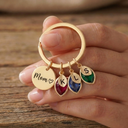 Custom Initials & Birthstone Keychain Gift For Mom, Grandma