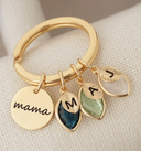 Custom Initials & Birthstone Keychain Gift For Mom, Grandma