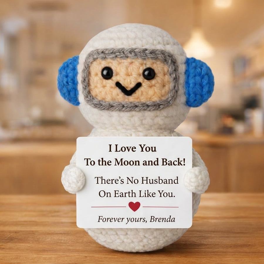 Personalized “To The Moon and Back” Crochet Astronaut Gift - Permagift