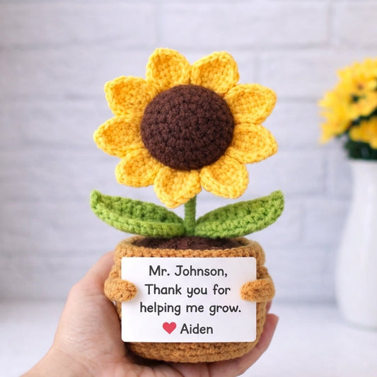 Thanks for helping me grow - Custom Crochet Flower Teacher Appreciation Gift - Permagift